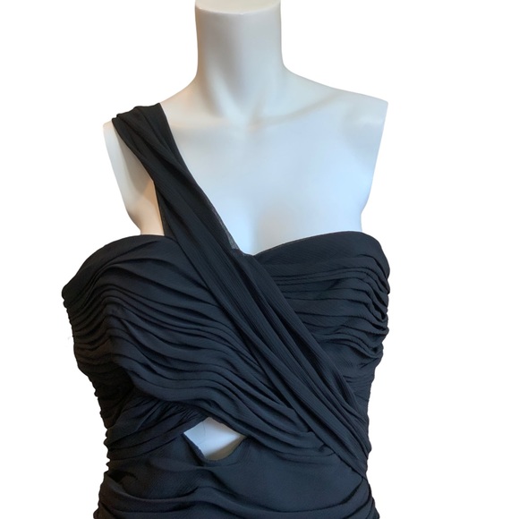 Jill Jill Stuart Black Chiffon Flounce Cut out One Strap Mini Dress 14 NWT - Picture 6 of 12